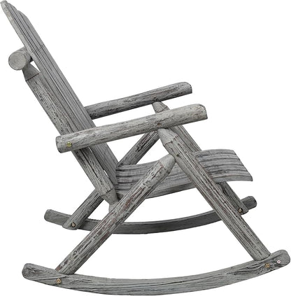 Ergonomic Fir Wood Porch Rocking Chair for Outdoor Relaxation and Garden Lounging with Heavy-Duty Support and Smooth Gliding Motion