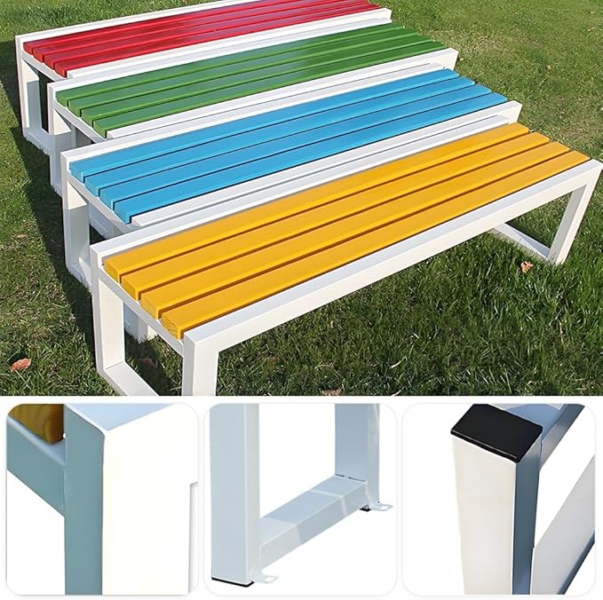 Garden Bench Wood Outdoor Benches All-Weather 2-Person Park Bench Patio Benches with Slatted Seat & Metal Legs, 3.3ft 3.9ft 4.9ft 5.9ft Backless Seat for Porch Lawn Yard(Coffee Black,3.93ft)