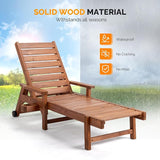 VINGLI Outdoor Chaise Lounge Chair, Wooden Patio Lounger Chair with Adjustable Backrest - Photo 5