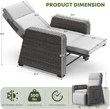 WACASA 3-Pieces Outdoor Recliners with Independent Dual-Control – 150° Lay-Flat Wicker Patio Armchair with Air Pump - Photo 2