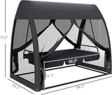 Outsunny 3-Seat Patio Swing Chair, Porch Swing Bed with Convertible Backrest, Cushion, Canopy - Photo 7