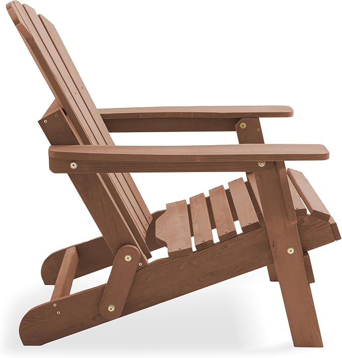 Casafield Oversized Folding Adirondack Chair, Cedar Wood Outdoor Fire Pit Lounge Chairs for Patio, Deck, Yard - Photo 5