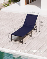 Chaise Lounge Chair Outdoor, Aluminum Patio Lounge Chairs Set of 2 - Photo 2