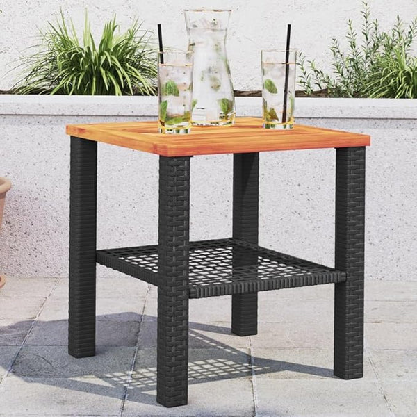 Small Square Garden Table, Outdoor Patio Side Table with Poly Rattan and Steel Frame - Photo 1
