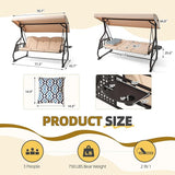 3 Seat Outdoor Porch Patio Swing with Adjustable Canopy& Backrest, Outdoor Swing for Adults - Photo 8