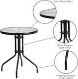 Flash Furniture Bellamy 23.75" Round Indoor/Outdoor Tempered Glass Metal Frame Side Table - Photo 4