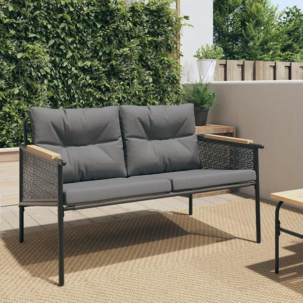 2-Seater Garden Bench, Outdoor Patio Loveseat with Anthracite Cushions - Photo 1