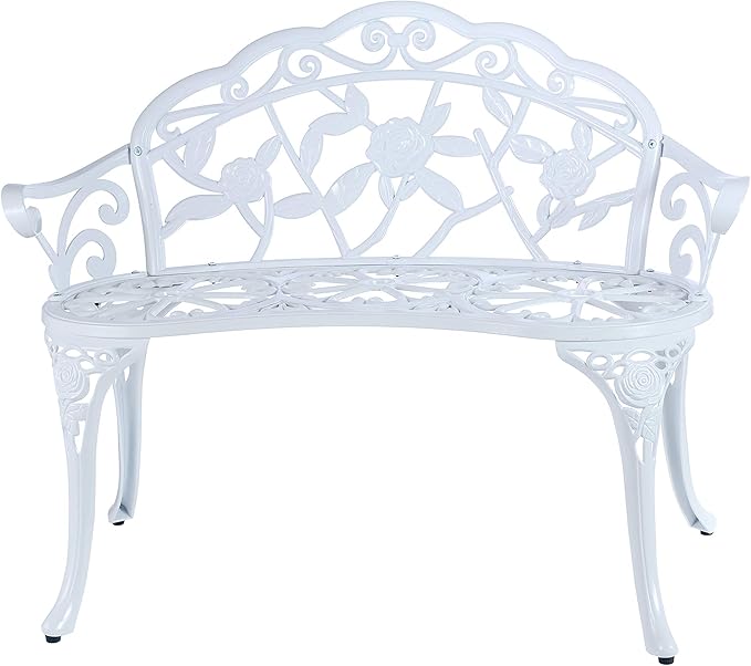 Mandolin Outdoor Benc Park Garden Chair, All Chair Anti Rust Cast Aluminum Patio Yard Bench - Photo 3