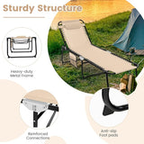 Tangkula Beach Lounge Chair for Outside, Folding Chaise Lounge Outdoor with 4-Position Backrest - Photo 8