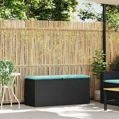 Patio Bench with Cushion Black Garden Seating Outdoor Seating for Balcony Outdoor 43.3"x15.7"x17.3" Poly Rattan