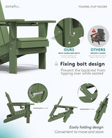 SERWALL Adirondack Chair with Cup Holders - Composite Adirondack Chairs Set of 6 HDPE Outdoor Chairs All Weather Use - Photo 7
