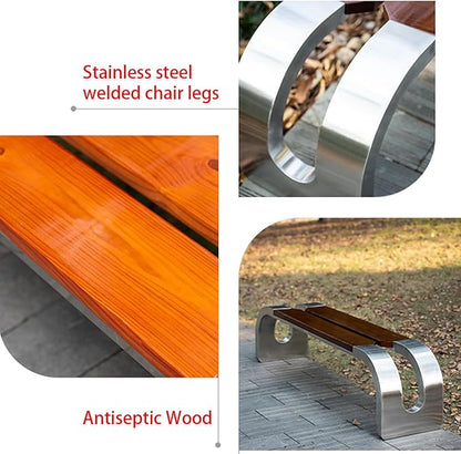 Outdoor Garden Bench, Curved Patio Park Bench, Backless Wooden Bench with Metal Frame, for Garden Backyard Porch Park Lawn Balcony Entryway