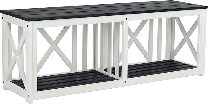 SAFAVIEH Outdoor Collection Branco Dark Slate Grey Bench