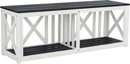 SAFAVIEH Outdoor Collection Branco Dark Slate Grey Bench