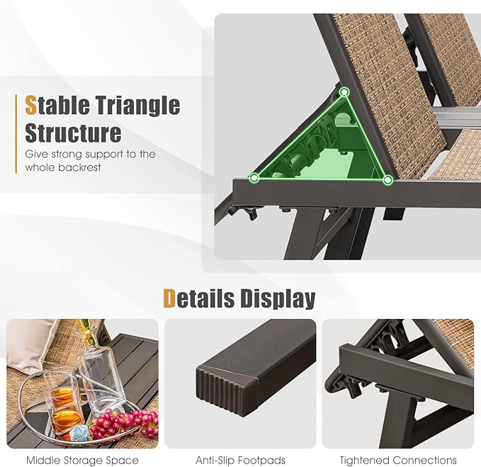 Tangkula Double Patio Chaise Lounge - Photo 5
