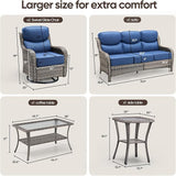 Swivel Patio Chairs sofa Set of 5 with 6" Thick Cushion - Wicker Outdoor Swivel Rocker Patio Chair ,Sofa/Glass coffee - Photo 2