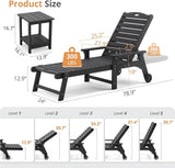 LUE BONA Outdoor Lounge Chair Set with Table, 3-Piece, HDPS Chaise Lounge Outdoor with Wheels - Photo 7