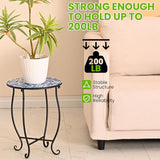 Patio Side Tables, 14"" Indoor Outdoor Metal Side Table for Poolside Bistro Balcony Yard Porch Bedside - Photo 4