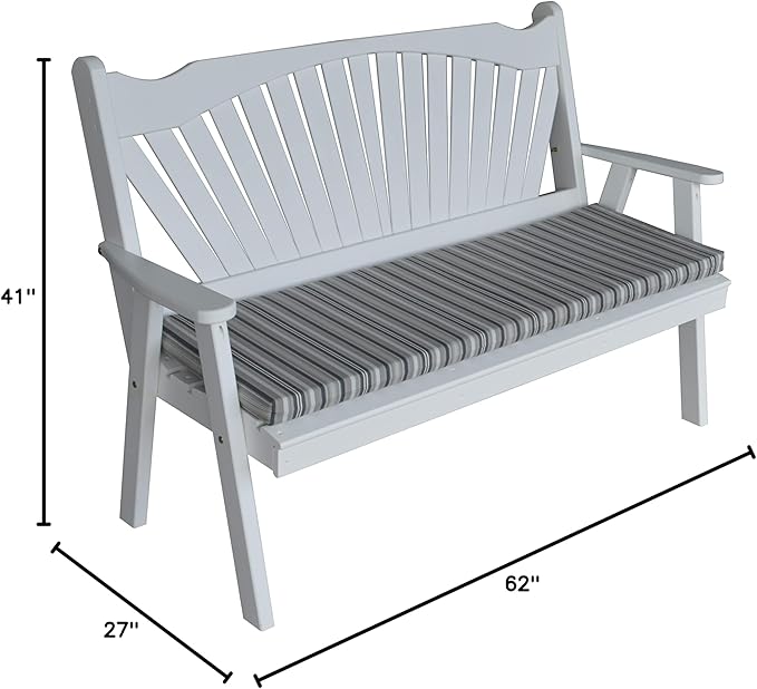 Furniture Barn USA Pine 5' Fanback Garden Bench, White