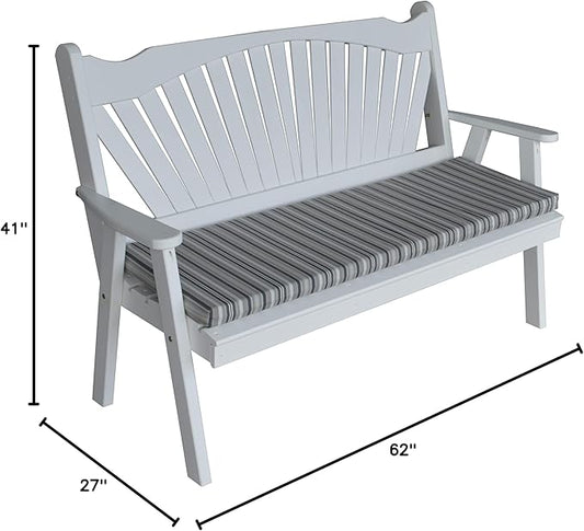 Furniture Barn USA Pine 5' Fanback Garden Bench, White