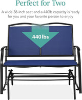 Best Choice Products 2-Person Outdoor Patio Swing Glider Steel Bench Loveseat Rocker for Deck, Porch w/Textilene Fabric - Photo 6