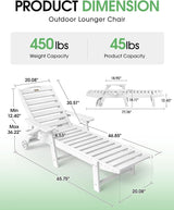 Lounge Chair Outdoor Set of 2, HDPE Chaise Lounge Outdoor, Pool Lounge Chair for Pool Poolside Deck Backyard Patio - Photo 2