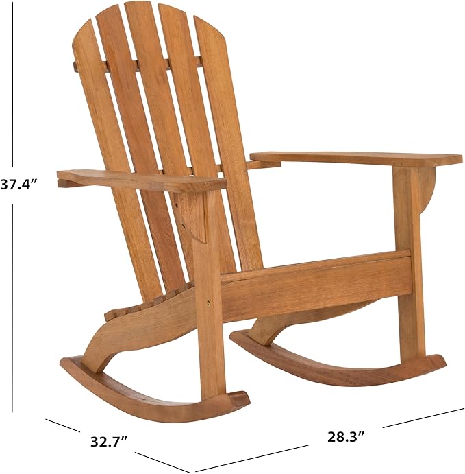 Safavieh PAT7042A Outdoor Collection Brizio Teak Rocking Adirondack Chair