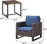 Rilyson Wicker Outdoor Patio Chairs Set - 3 Piece Rattan Patio Furniture Bistro Chairs Set with Waterproof Wicker - Photo 2