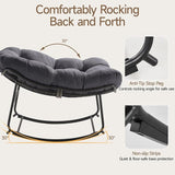 ONBRILL Papasan Rocking Chair with Cushion, Oversized Patio Lounge Rocker, Egg Chair Outdoor Indoor, for Living Room - Photo 7