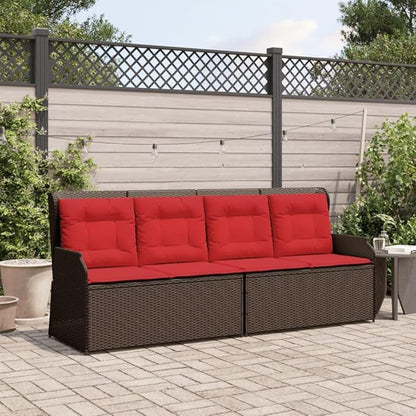 2-Seater Reclining Patio Bench, PE Rattan Garden Loveseat with Adjustable Armrests, Sturdy Powder-Coated Steel Frame, Comfortable Outdoor Furniture for Backyard, Balcony, Deck