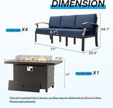 Gotland Aluminum Patio Furniture Set with Fire Pit Table - Photo 2