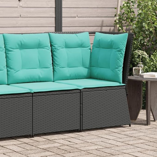 Outdoor Patio Sofa, Modular PE Rattan Garden Seat with Weather-Resistant Cushions, Modern Compact Single Armchair for Balcony, Porch, Backyard and Terrace, Black