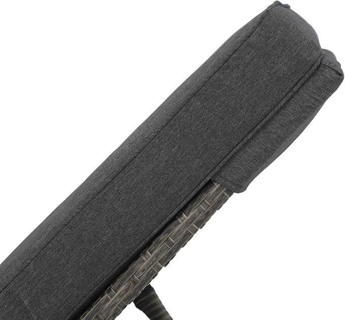 Patiorama Outdoor Patio Chaise Lounge Chair, Elegant Reclining Adjustable Pool Rattan Chaise Lounge Chair with Cushion, Grey PE Wicker, Steel Frame, Dark Grey, Set of 2