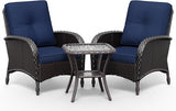 Joyside Wicker Patio Chairs, 3 Piece Rattan Outdoor Furniture with Thickened Cushions, High Back, Deep Seating - Photo 8