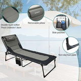 Outdoor Folding Lounge Chair Padded for Adults 264Ibs Patio Chaise Lounge Chair for Outside 5-Position Adjustable - Photo 5