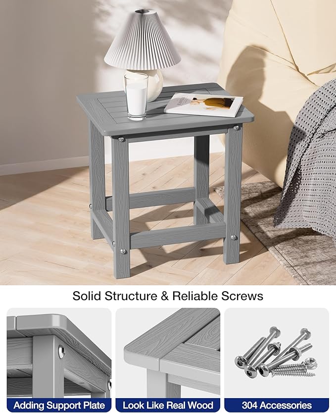 YEFU Outdoor Side Table for Patio: 16" HIPS Weather - Resistant Adirondack Tables - Waterproof Small Square End Tables - Photo 6