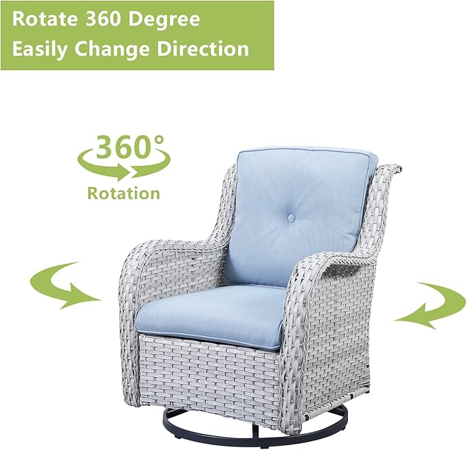 Rilyson Patio Furniture Swivel Chairs Set - 5 Piece Wicker Rattan Outdoor Sectional Conversation Sets with 2 Rocking - Photo 5