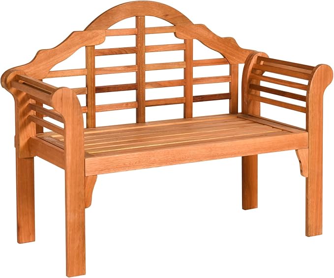 RELAX4LIFE Wooden Outdoor Bench Folding, 4 Ft Foldable Patio Loveseat Chair w/Crown-Like Backrest & Armrest - Photo 1