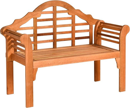 RELAX4LIFE Wooden Outdoor Bench Folding, 4 Ft Foldable Patio Loveseat Chair w/Crown-Like Backrest & Armrest, Indoor Outside Seating for Porch Park, 800LBS Weight Capacity, 2-Person Wood Garden Bench