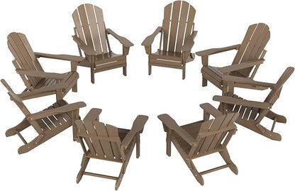 WO WESTIN OUTDOOR HDPE Laguna Outdoor Folding Poly Adirondack Chair (Set of 8),Weathered Wood