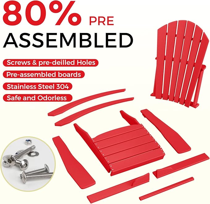 Costaelm Outdoor Adirondack Chair, All Weather Resistant Lawn Chairs Balcony Chair and Fire Pit Chairs - Photo 4