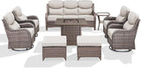 Luxury Patio Furniture Set with 6-inch Thick Cushion, Outdoor Furniture with Fire Pit Table, Swivel Chairs, Sofa - Photo 7