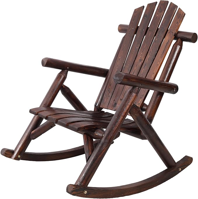 Ergonomic Fir Wood Porch Rocking Chair for Outdoor Relaxation and Garden Lounging with Heavy-Duty Support and Smooth Gliding Motion