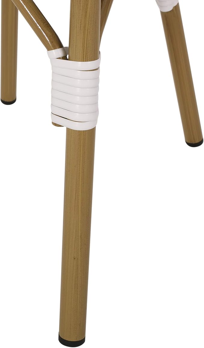 Gwendolyn Outdoor French Bistro Chairs (Set of 2), Black, White, and Bamboo Finish - Photo 7