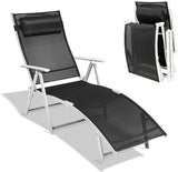 Giantex Chaise Lounge Chair for Outside, Pool Folding Reclining Beach Chair W/Removable Cushion&Headrest Pillow - Photo 1