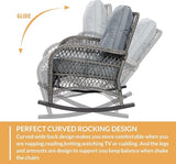 Outdoor Wicker Rocking Chair with Thickened Cushions, All-Weather Rattan Patio Rocking Chairs - Photo 3