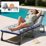 MOPHOTO Folding Lounge Chair 5-Position, Folding Cot, Portable Outdoor Chaise Lounge Chair for Sun Tanning - Photo 3