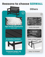 SERWALL Outdoor Bench, HDPE Outdoor Benches Weatherproof, 2-Person Garden Bench with 660 lbs Weight Capacity - Photo 9