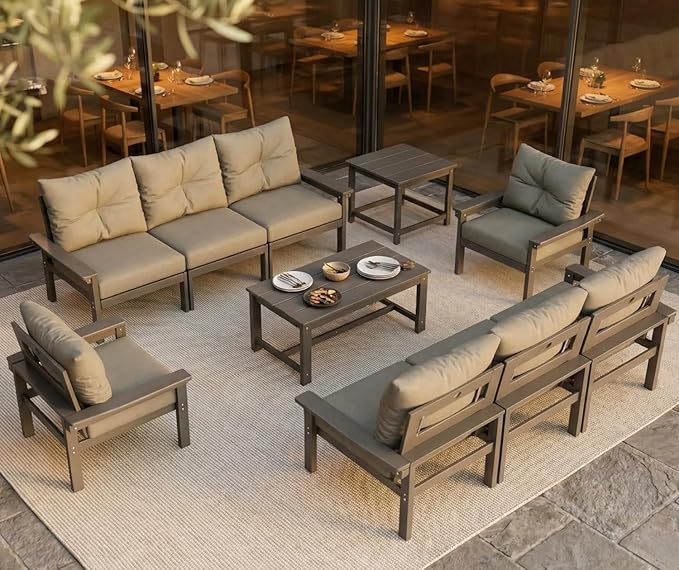 Grey HDPE Outdoor Patio Furniture Set - Photo 1
