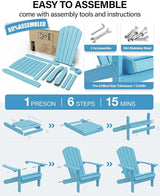 YEFU Adirondack Chairs Set of 8: Outdoor Chair HIPS Plastic Adirondack Chairs - Patio Chairs with Wood Texture - Lawn - Photo 8